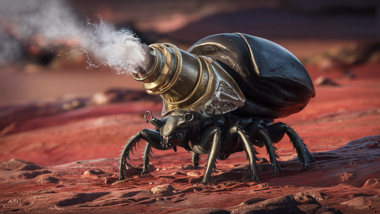 Biomimicry of beetle spray Chemical spray defense prototype