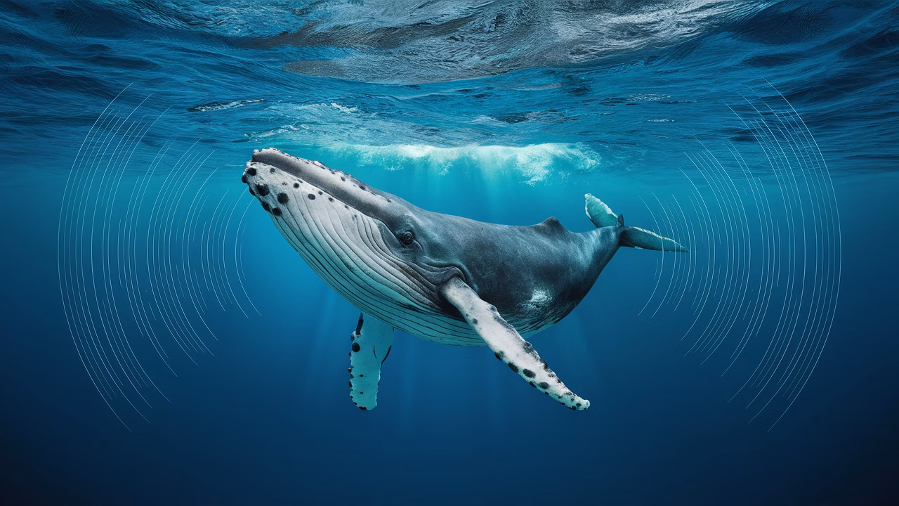 Blue whale: Ocean's echo chamber Blue whale vocalizing underwater
