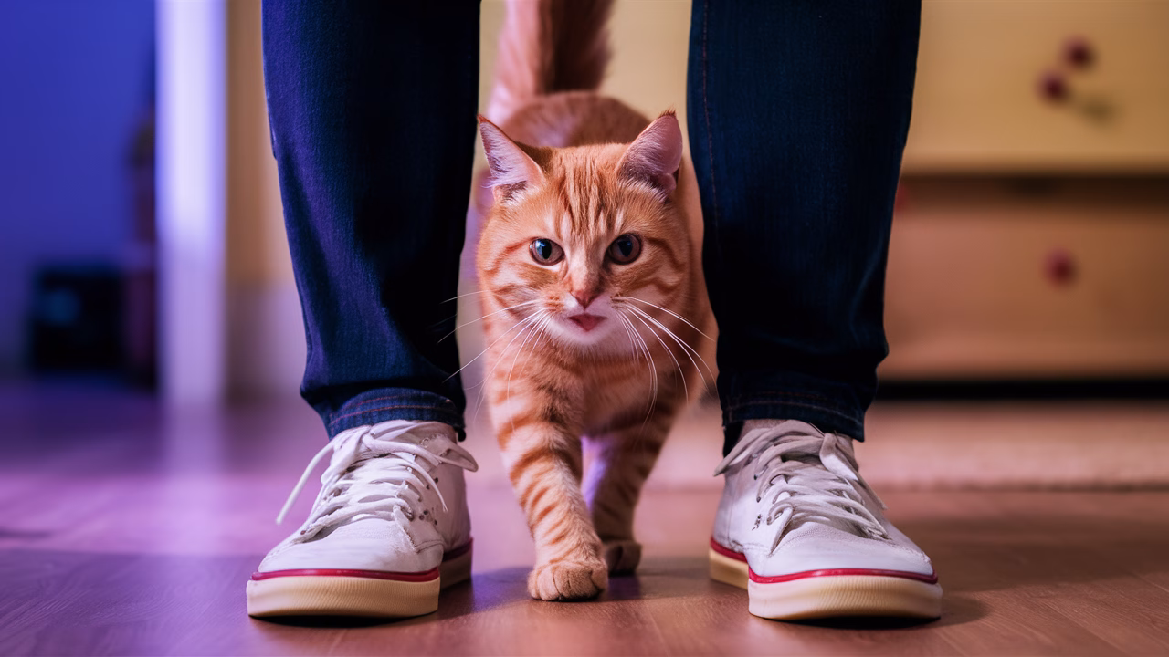 Cat Behavior Communication cat walking between legs