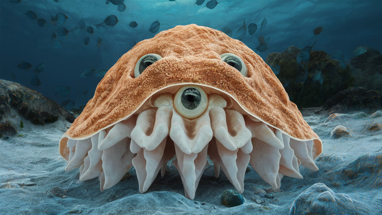 Aragonite lenses formed on chiton shell Microscopic rock-like eyes on chiton shell