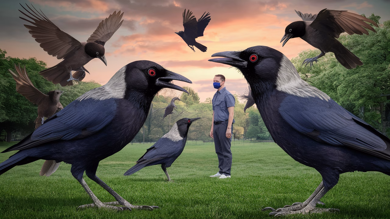 Crows identifying humans by face Crows recognizing faces in a natural setting