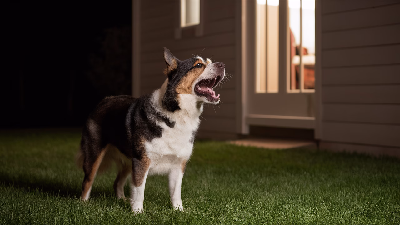 Dog responding to subtle sound Dog barking at distant sound