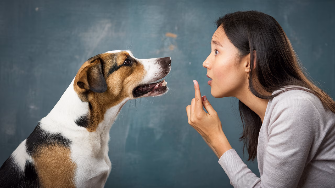 dog looked confused by baby talk