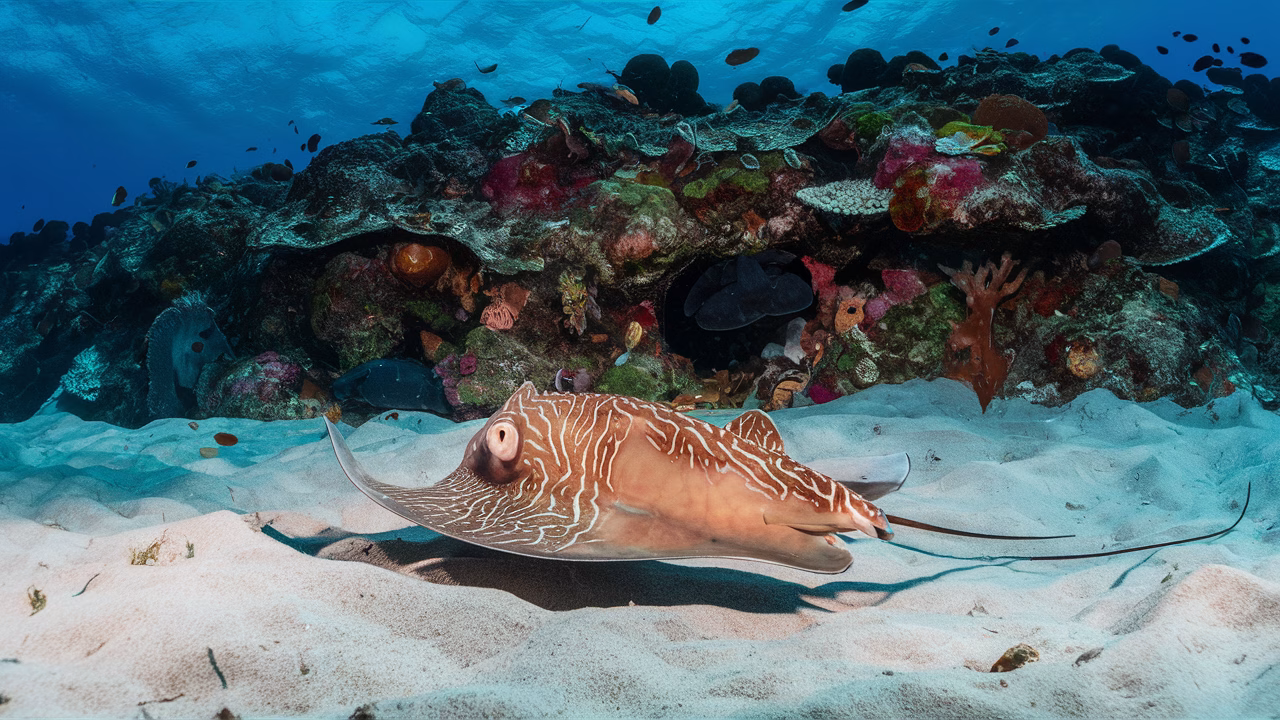 Electric ray camouflage habitat Electric ray swimming near seabed