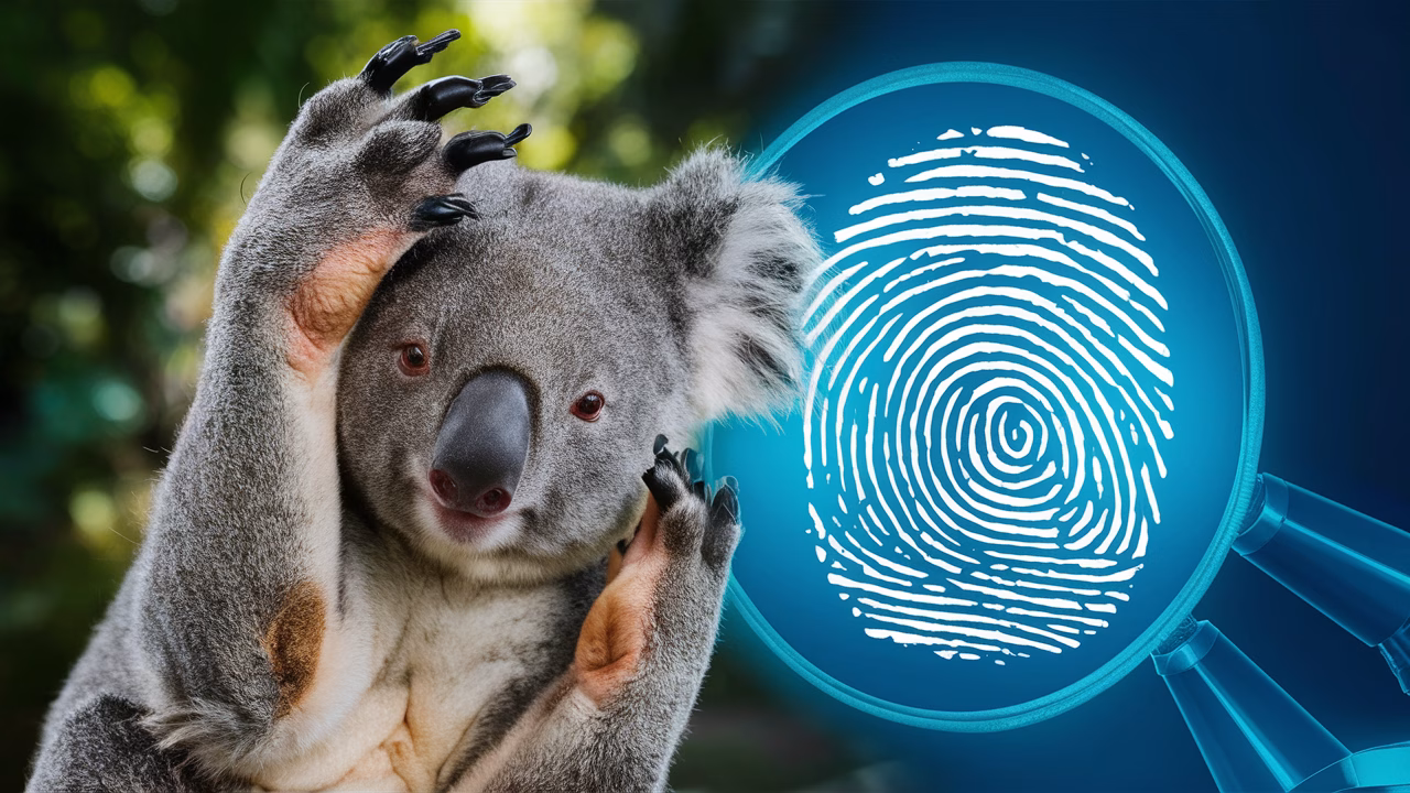 Close-up of koala fingerprint under microscope Koala fingerprint close-up