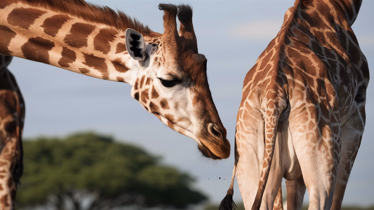Male giraffe flehmen response Male giraffe performing flehmen response