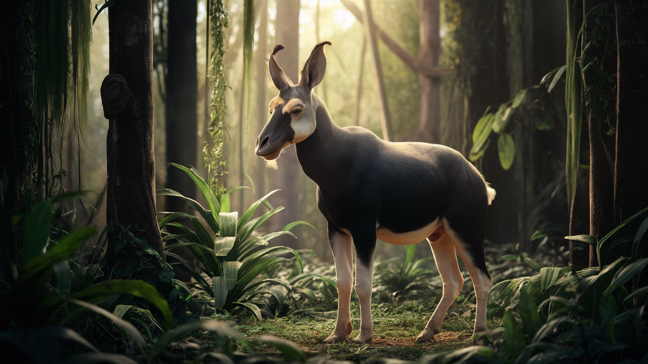 Okapi in protected rainforest area okapi conservation in rainforest