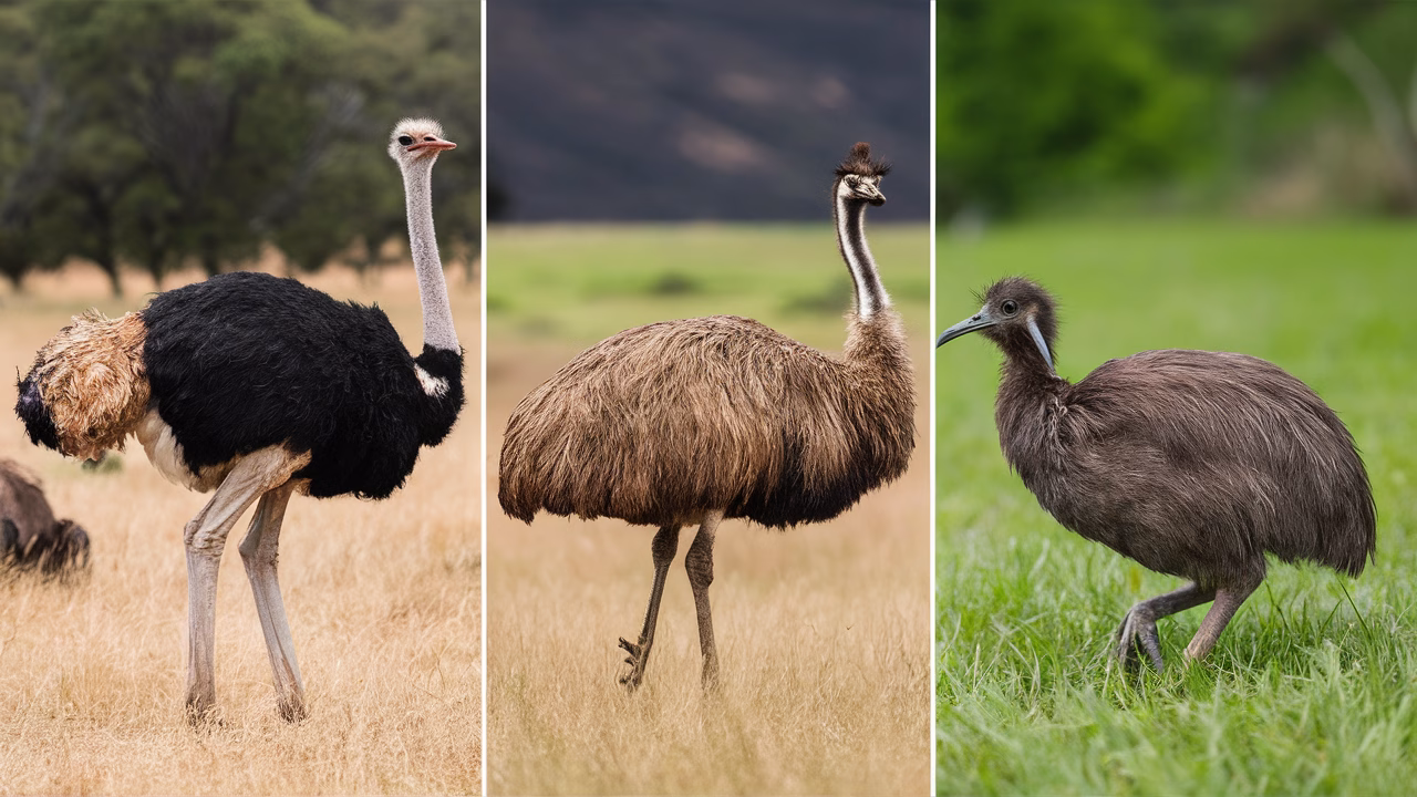 Ostrich vs emu vs kiwi wings Ostrich compared to other flightless birds