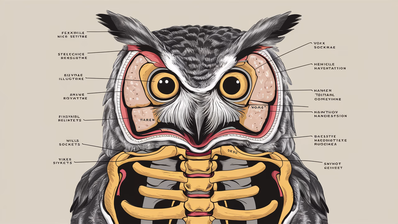 Owl eye and neck anatomy Owl eye and neck zoom-in