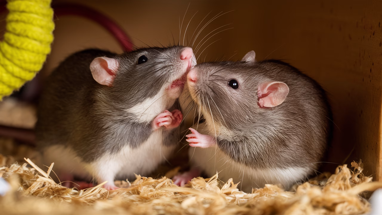 Pet rats displaying affection Pet rats engaging socially