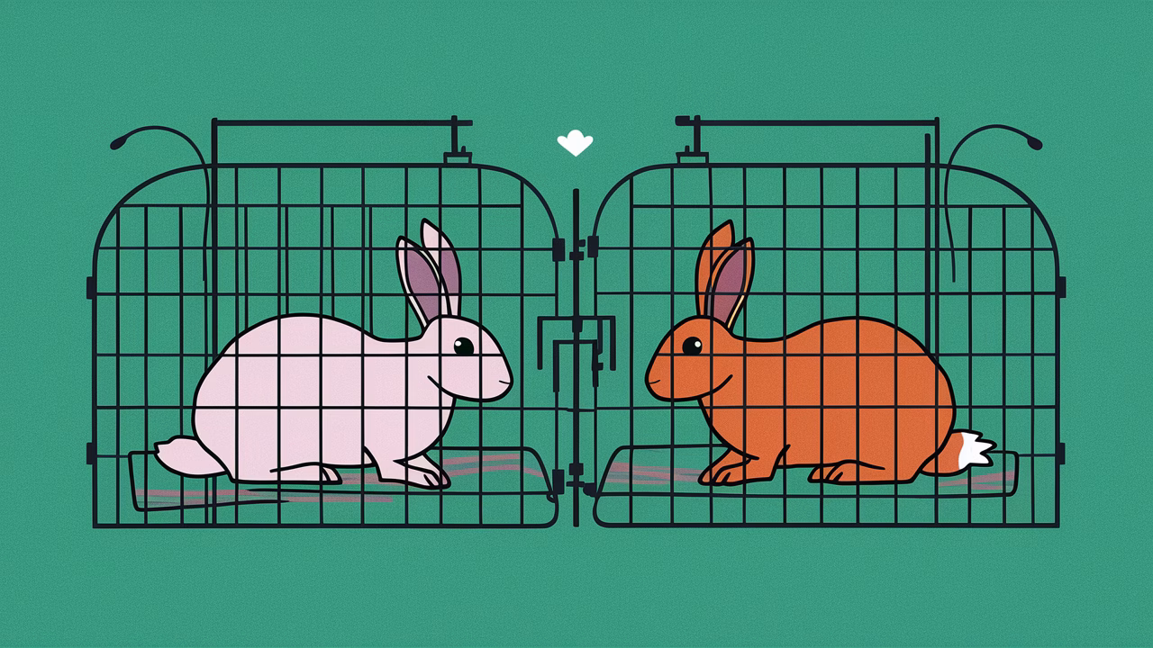 Rabbit bonding session setup Rabbits bonding in a speed dating setup