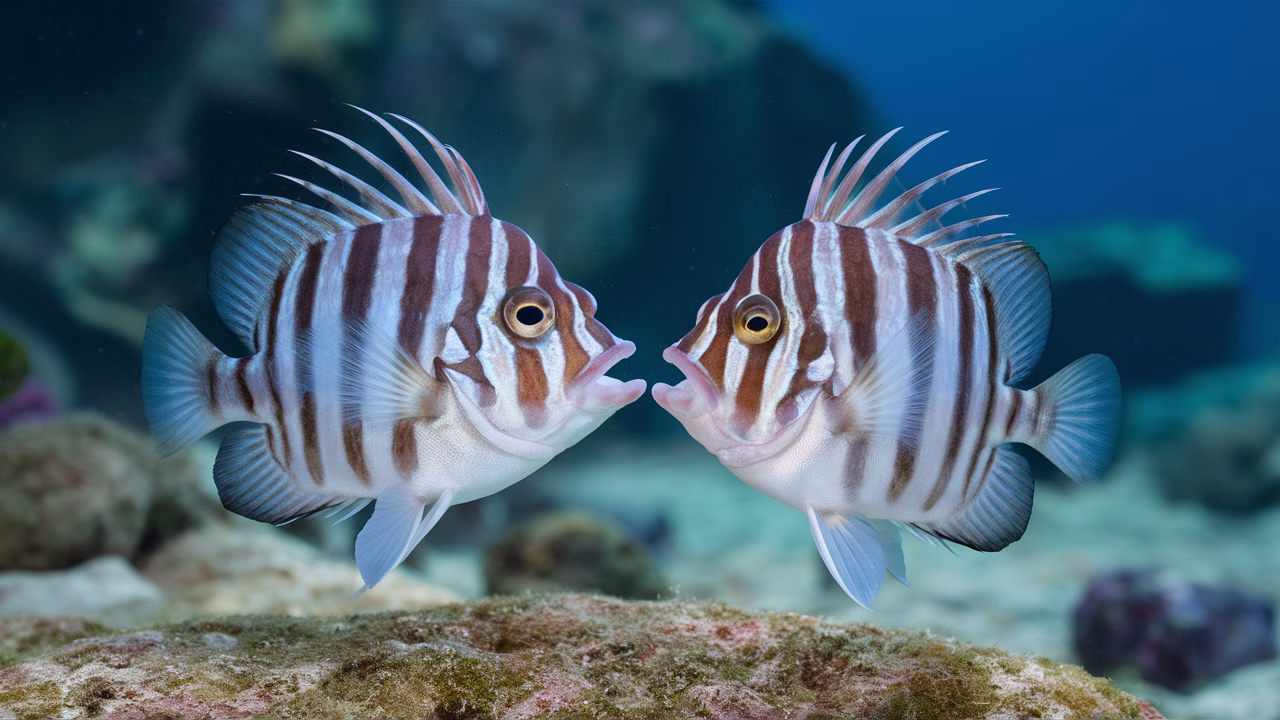 Sarcastic Fringehead's massive mouth display Fringehead fish with open mouth