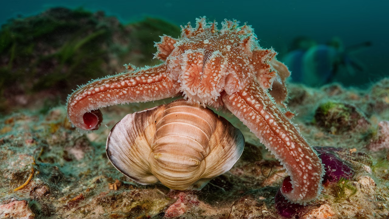 Starfish feeding guided by vision