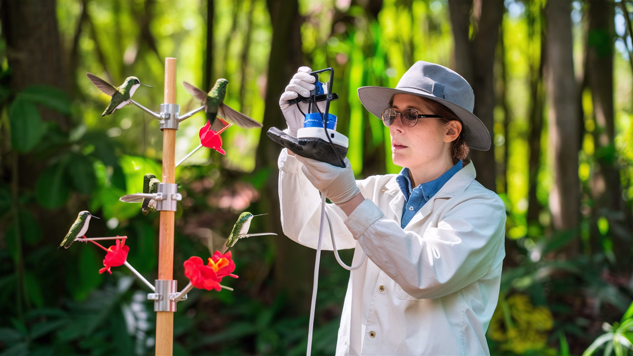 Field studies of bird cognition Scientist studying bird memory