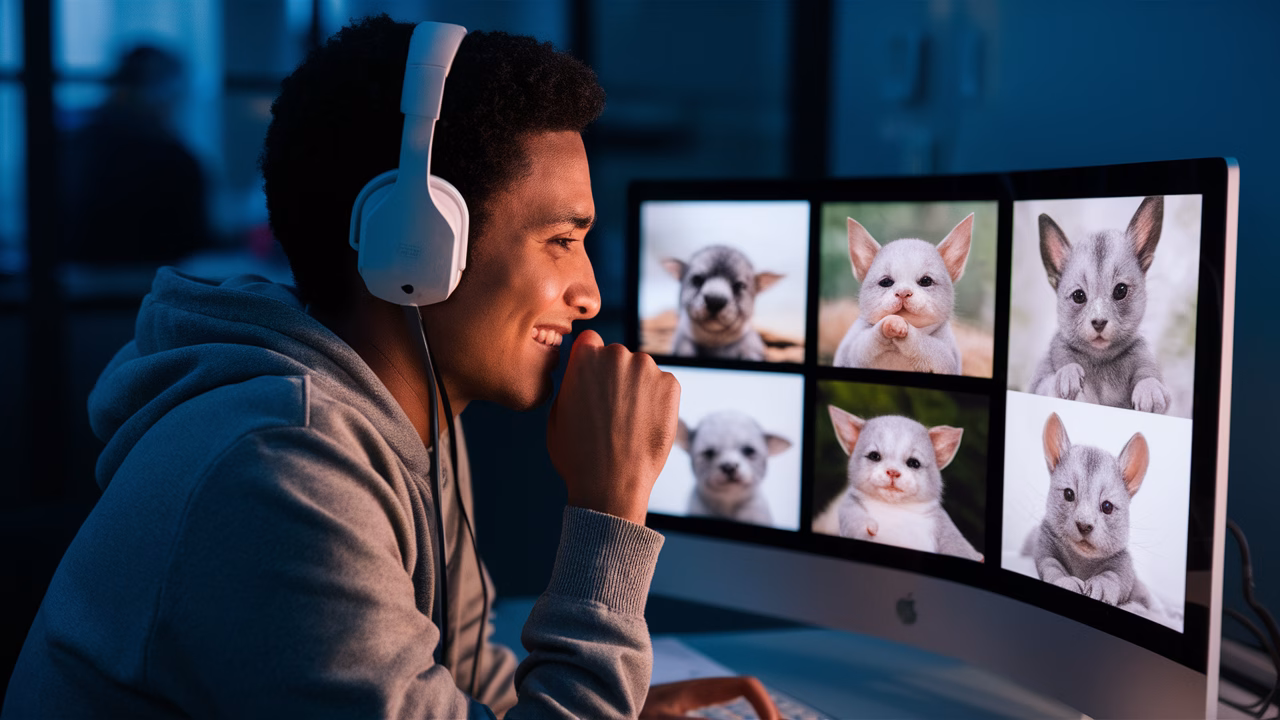 Studying cuteness improves focus Person looking at pictures of baby animals