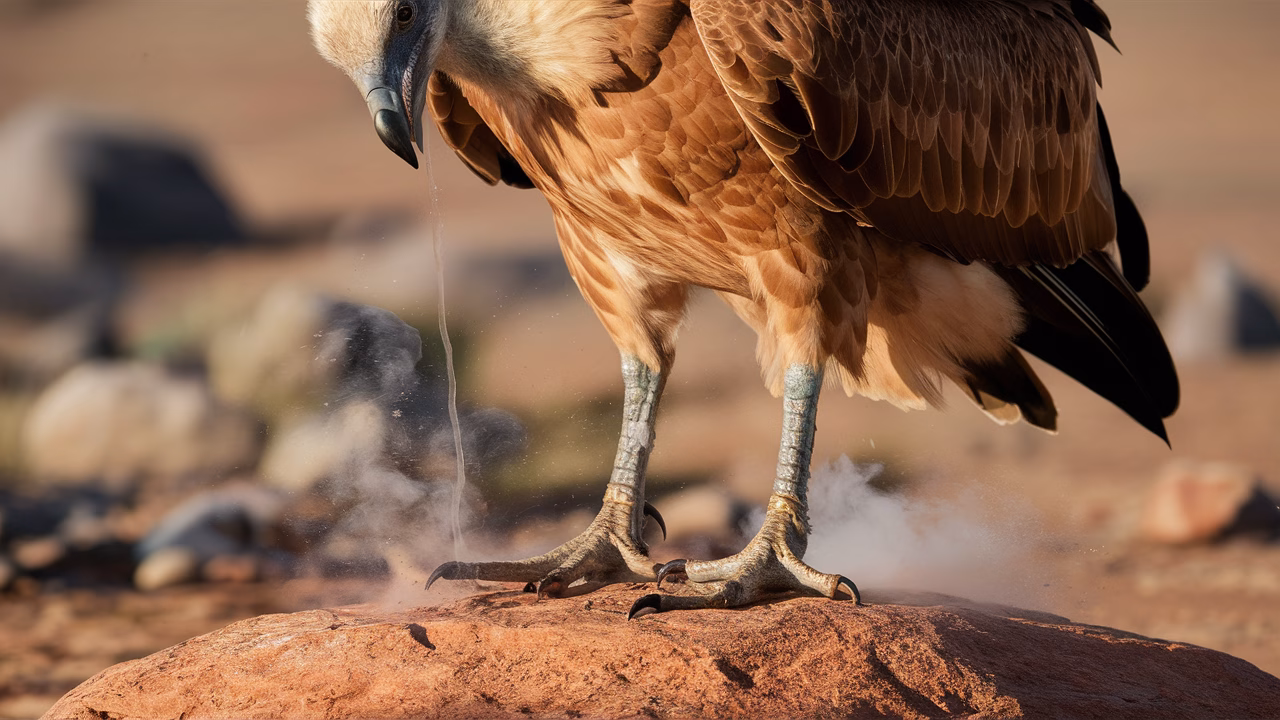 Vulture cooling with urine Vulture cooling with urine