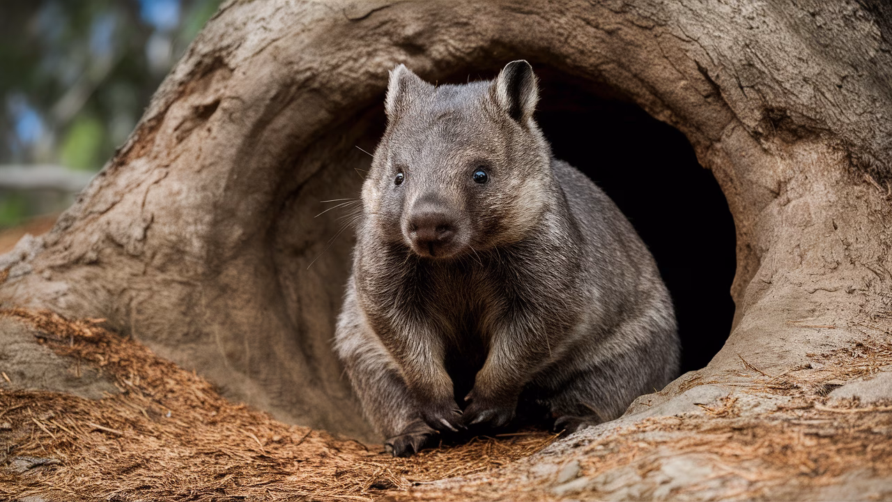 Wombat in protected habitat Wombat in protected habitat