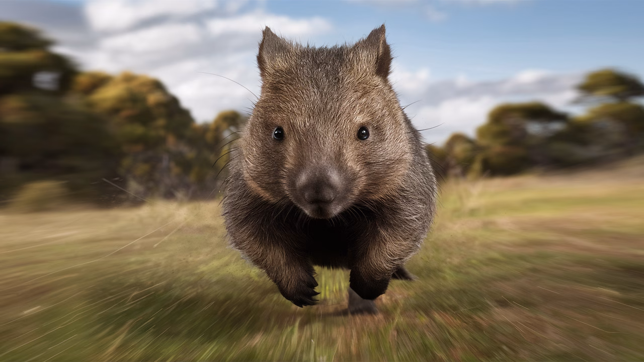 Wombat preparing to sprint Wombat preparing to sprint
